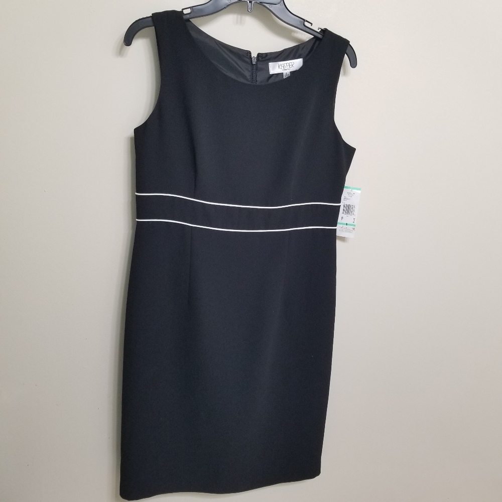 Kasper Womens Black Sheath Dress with White Trim Size 8 NWT